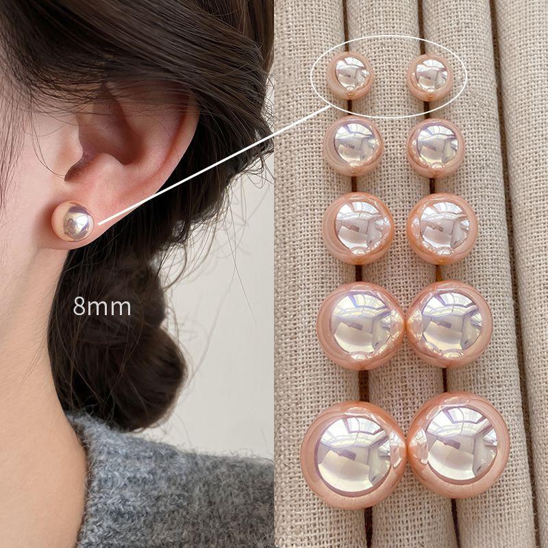 

Доступная роскошь Модные женские розовые серьги-пусеты с жемчугом в виде булочек Шицзя Женские 2025 Новое поступление Самые продаваемые Элегантные серьги Серьги-подвески 8mm Tien Nu Powder Shijia Steamed Bread Pearl