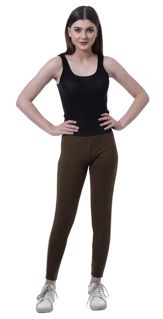 Moomaya High Waist Leggings For Women Side Strips Soft Workout Yoga Pants
