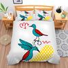 Duvet Cover Set Vibrant Bird Design With Easily Distracted By Birds Phrase Whimsical Swirls Stars Black Background Fun Soft Warm