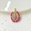 Colgante Ovalado Retro Tejido a Mano de la Virgen María Bicolor para Mujer