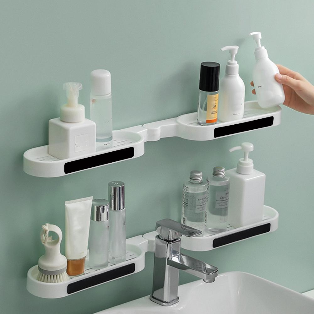1pcs 180 Degree Rotation Bathroom Shelf Toilet Rack Accessories Bathroom Storage Corner Shelve Kitchen Wall