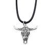 Enamel Pendant Necklace Gothic Halloween Day Jewelry Cow 45cm Leather Chain