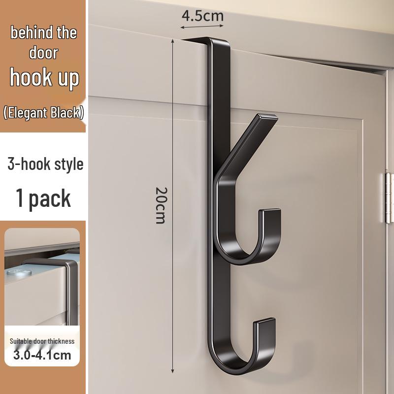 Adhesive-Free Multi-Functional Vertical Clothes Hooks for Bathroom Doors