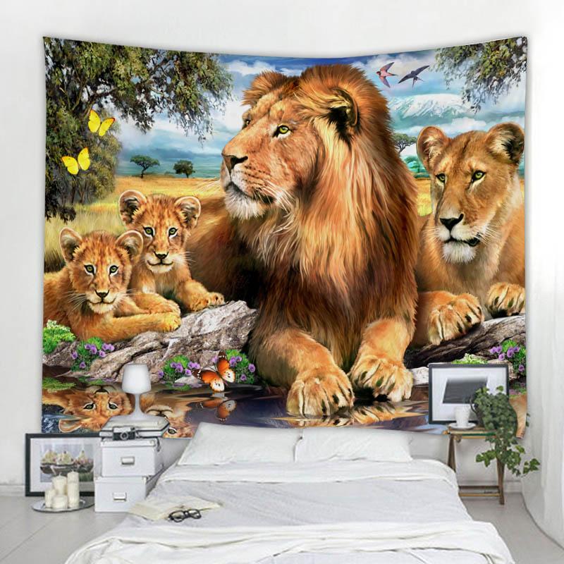 Lion Tapestry Yoga Buddha Decoration Tapestry Witchcraft Wall Decoration Tapestry Nordic Wall Background Tapestry