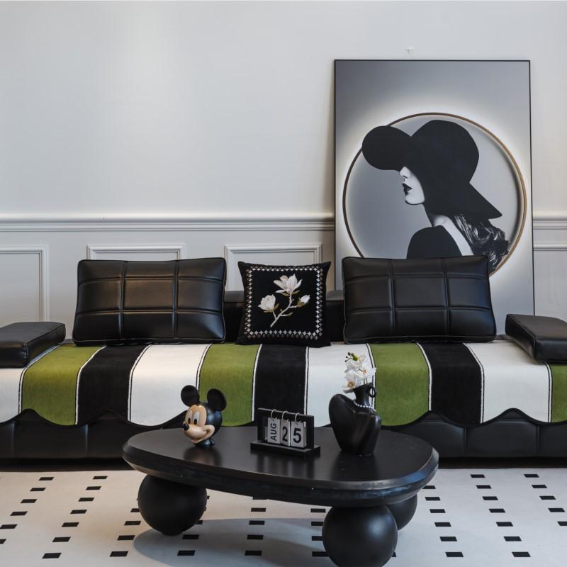 Irregular Striped Sofa Cushion Non-Slip All-Season Straight Fit One-Piece Unique Design Slip-Resistant Elegant Home Decor