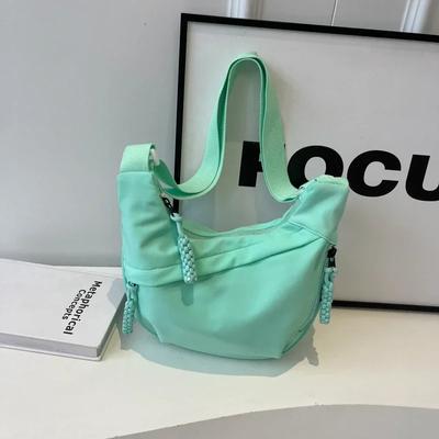 Hobos Casual Solid Nylon Shoulder Bag for Women Simple Stitching Line Popular Crossbody Bags Fashion