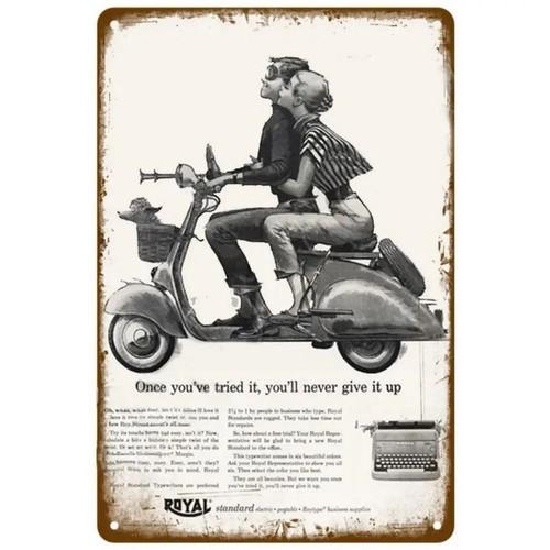 Royal Scooter Metal Sign Retro Typewriter Ad Nostalgic Man Cave Art