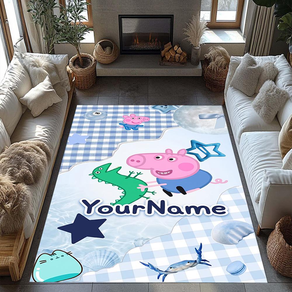 Peppa Pig Customizable Name Area Rug Perfect for Decorate room Study room Bedrooms Game Room Anti-slip Rug Office home decor Perfect Gift for Women/Me