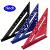 7Inch Triangle Ruler Square Triangular Metric Black Blue Red Aluminium Alloy Carpenter Set Square Woodworking Tools