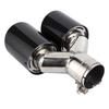 Glossy Carbon Fiber Tail Throat Exhaust End Y shaped Dual Outlet Left Side Mounting Universal for Car