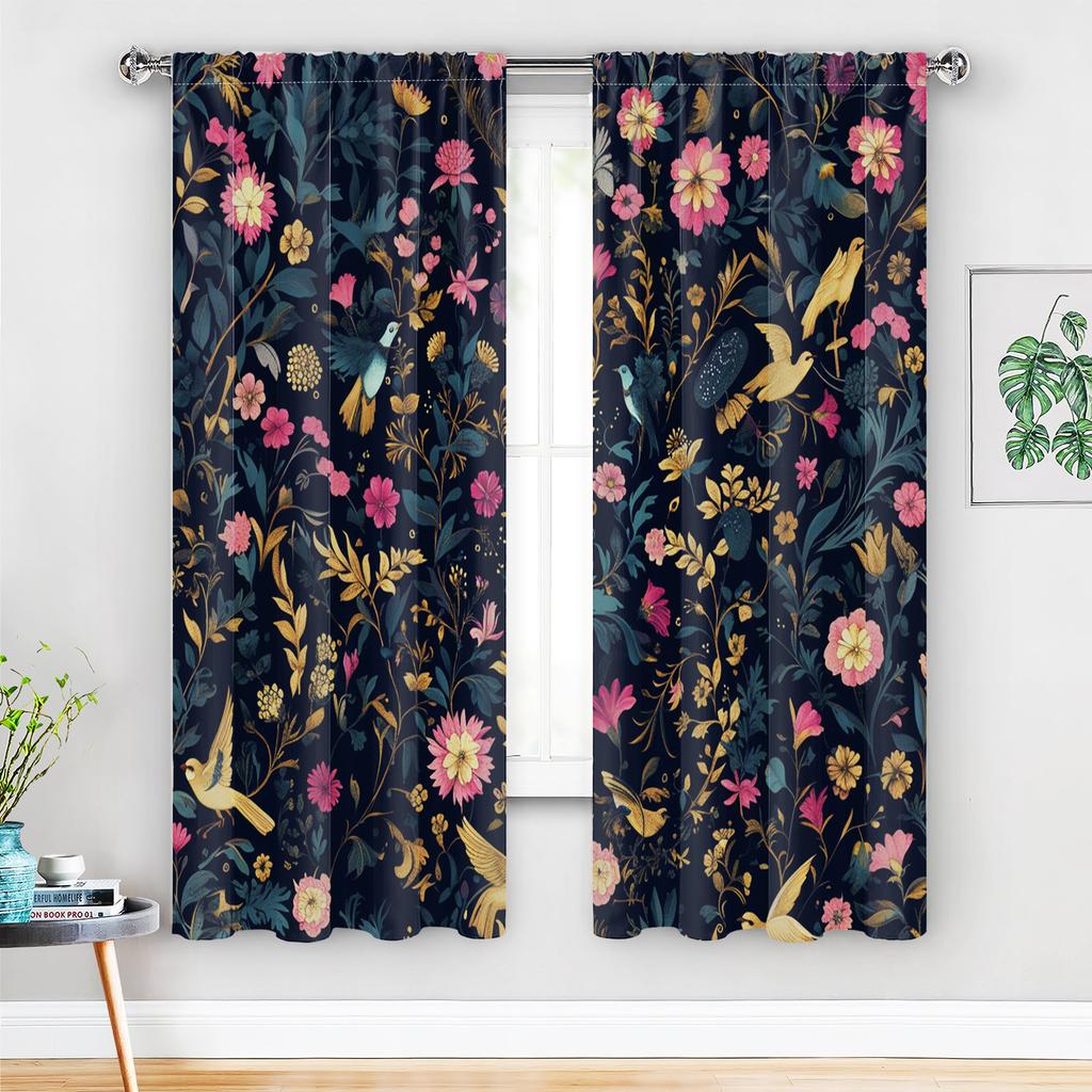 Luxury Floral Botanical Curtains Drapes for Home Decor Jungle Print Peacock Pattern Window Treatments Living Room Bedroom Accent