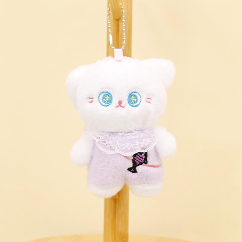 Adorable Plush Toy Cat Keychain With Short Plush And Pp Cotton Stuffing