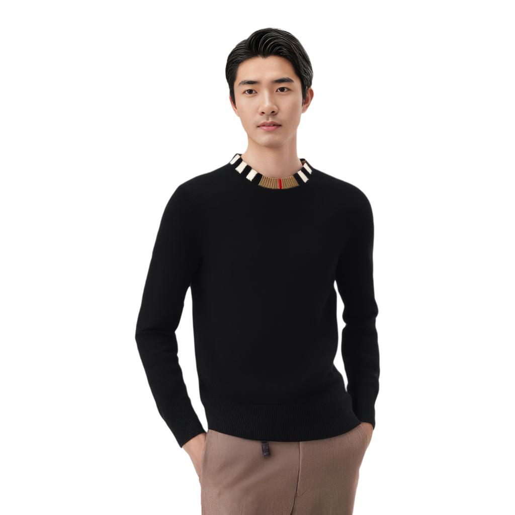 Burberry Sweaters Men's Black Crew Neck Moderate 81042051
