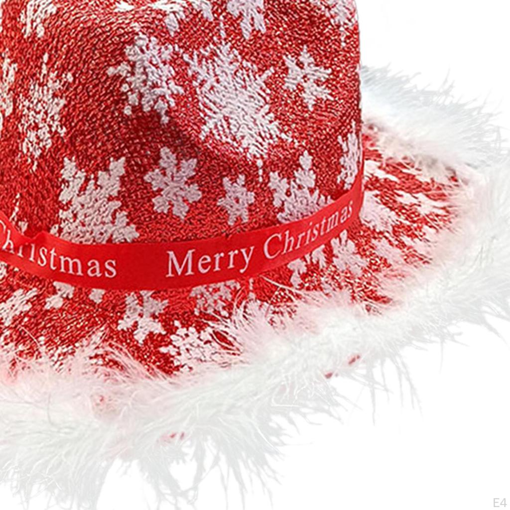 Cowboy Hat Snowflake Pattern Wide Brim Cowgirl for Christmas Halloween Party Fancy Dress Women