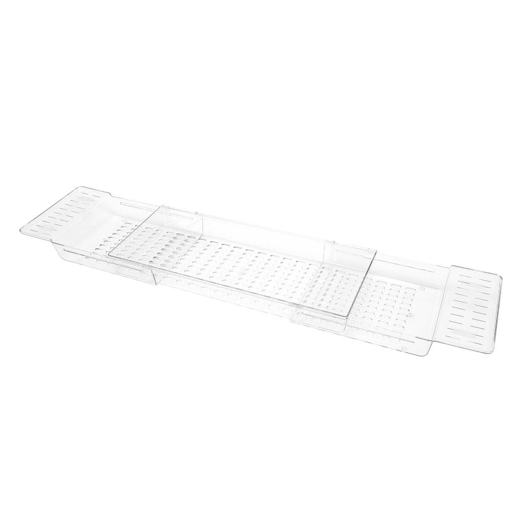 Clear Expandable Bathtub Tray PET   Water Resistant Bath Tub Tray Table for Bathroom