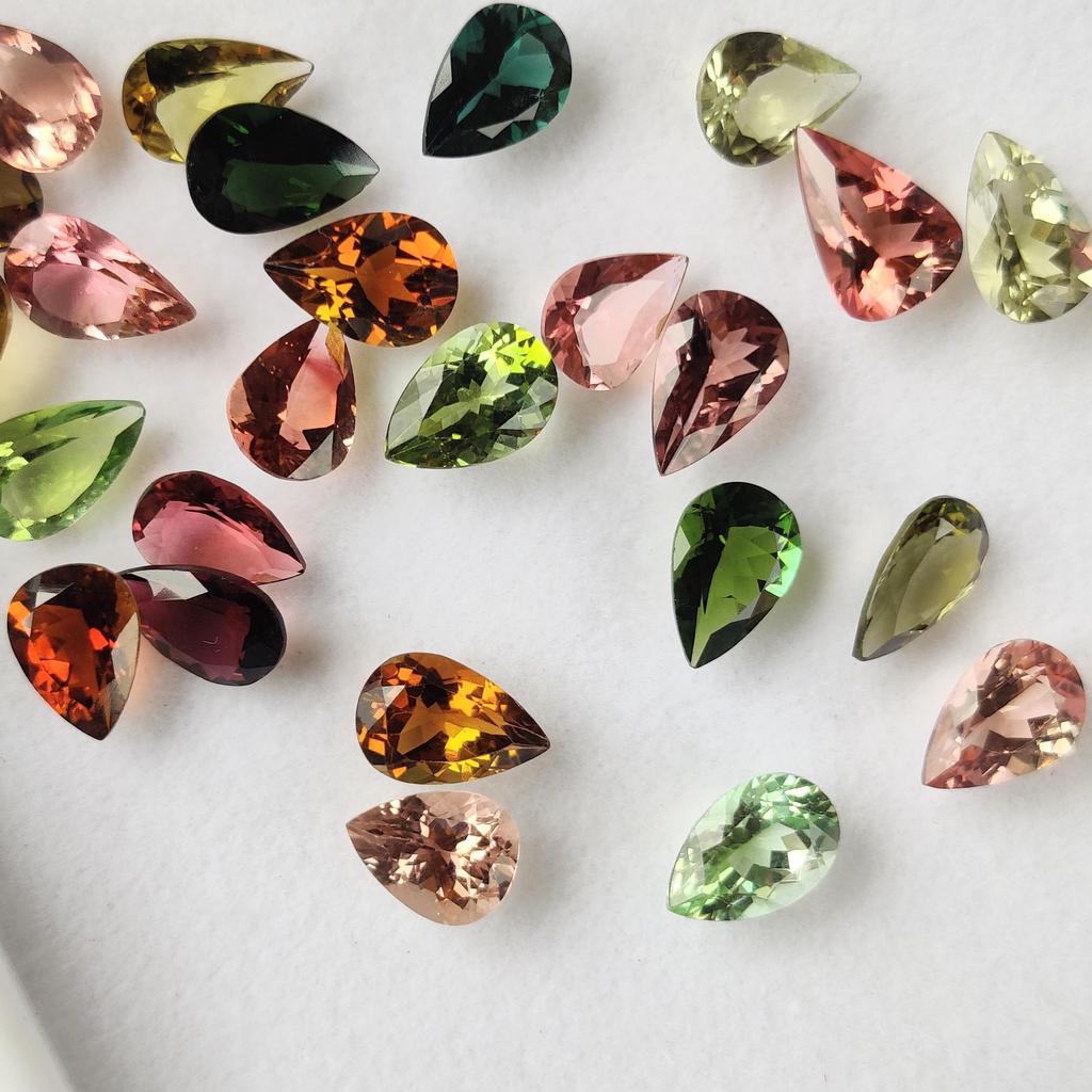 Best Quality Tourmaline Pear Cut Multi Gemstone, 6x9 MM Size Pear. Multi Tourmaline Loose Gemstone Lot, October Birthstone For Making Jewelry.