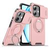 KEYSION 360° Ring Stand Phone Case for OPPO A3 A3X 5G A5i Slide Camera Protection Magnetic Shockproof Cover for OPPO A40 A40m