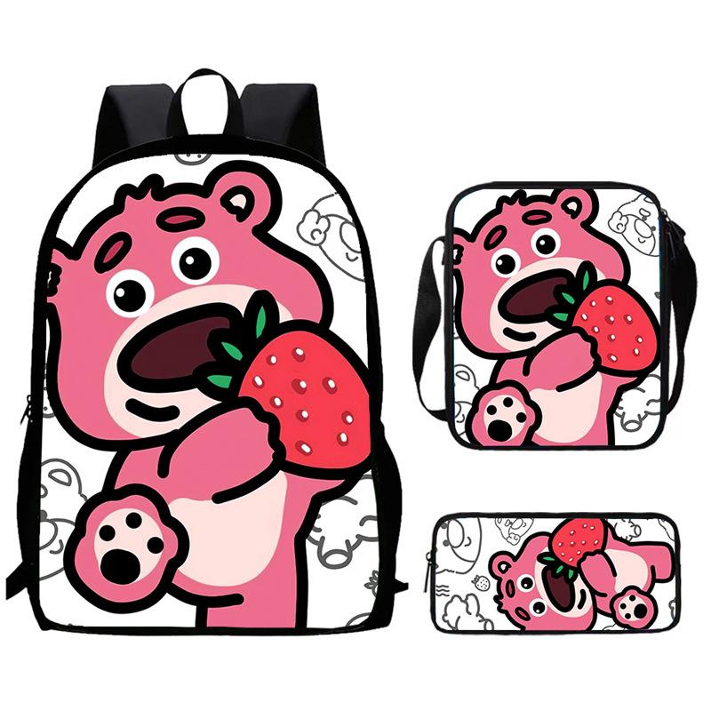 Strawberry Bear School Bag High Definition Printing Multi-Function Oxford Lightweight Backpack
