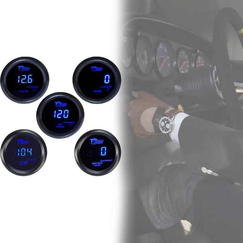 Universal 12v Car Gauge Kit With Water Oil Temp Speed Voltage For Racing Enthusiasts