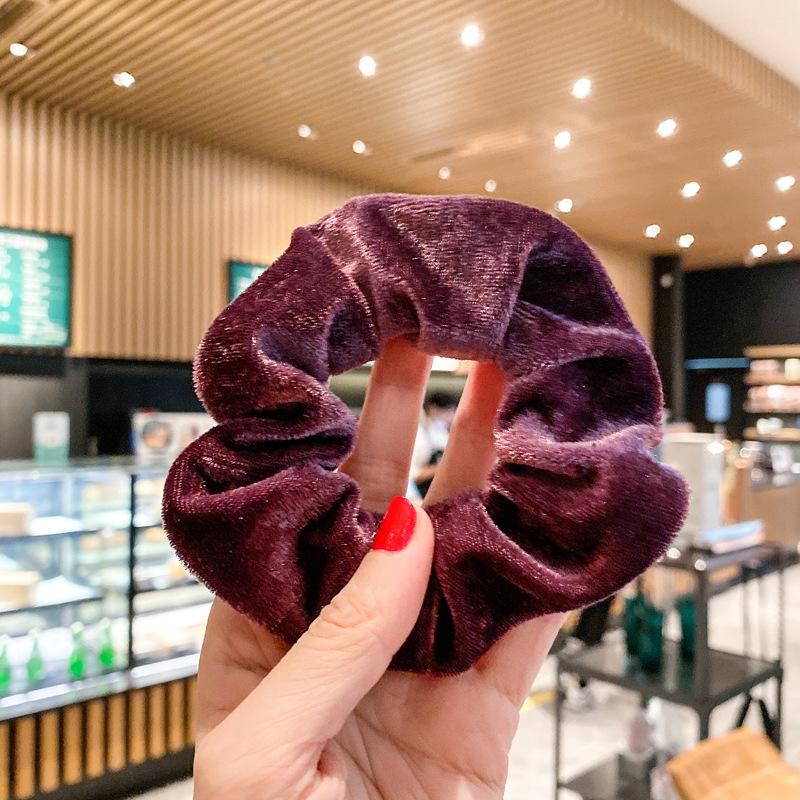 French Retro Gold Velvet Plush Hair Ring for Autumn/Winter