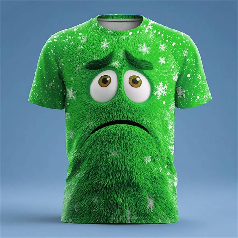 Men's Fun Emoticon Print T-Shirt Casual Short-Sleeve Fashion Party Crew Neck T-Shirt Men's Summer Outdoor Apparel Women Tees Top