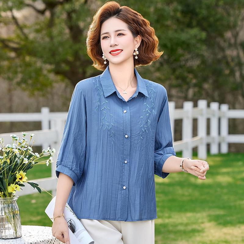 Mom's Stylish Seven-Sleeve Tummy-Covering Shirt for Middle-Aged & Elderly Women