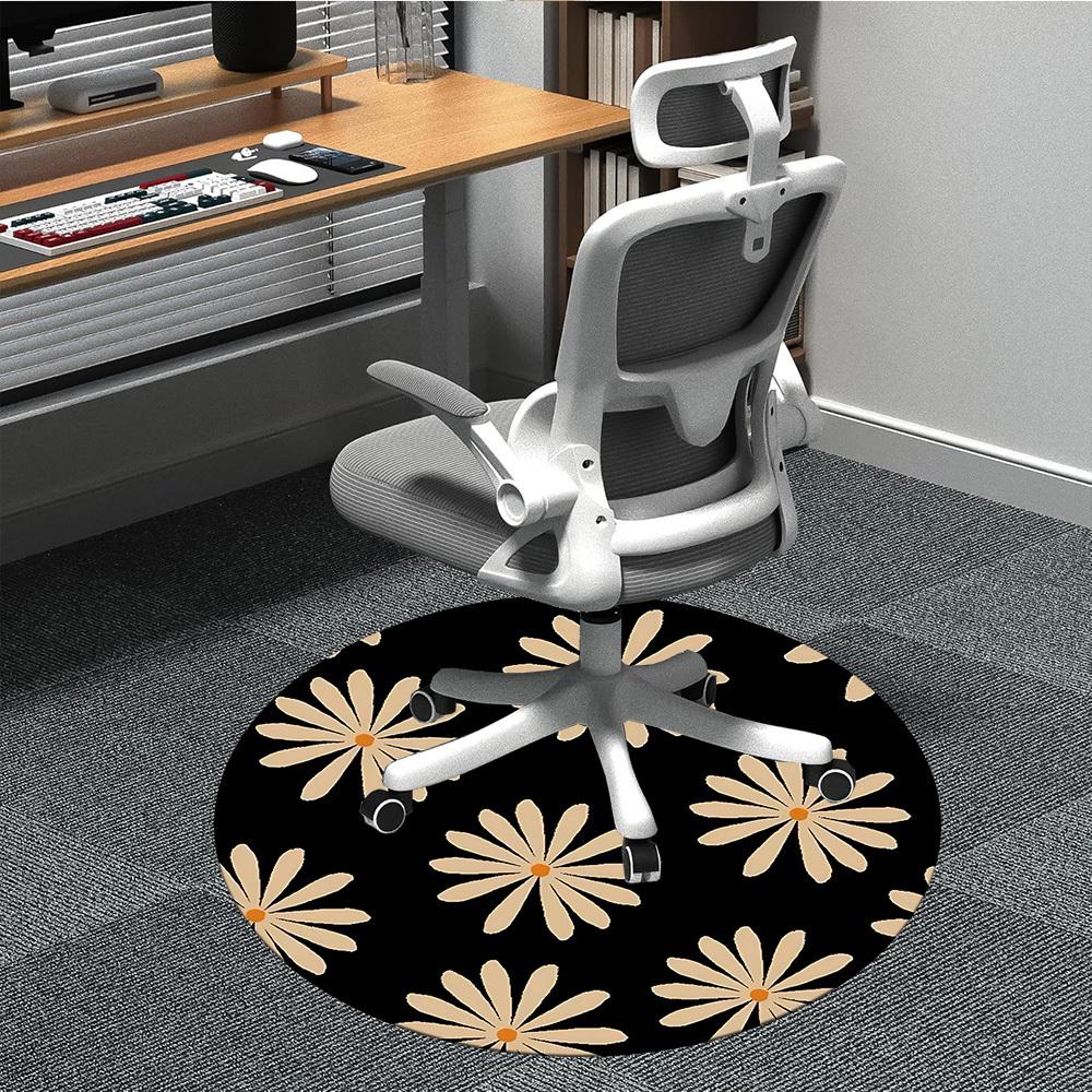 

1pc Floral Pattern Office Round Area Rug, Indoor Mat Suitable ForOffice, Under Office Chairs Bedroom Living Room Home Decor T156 80cm by 80cm