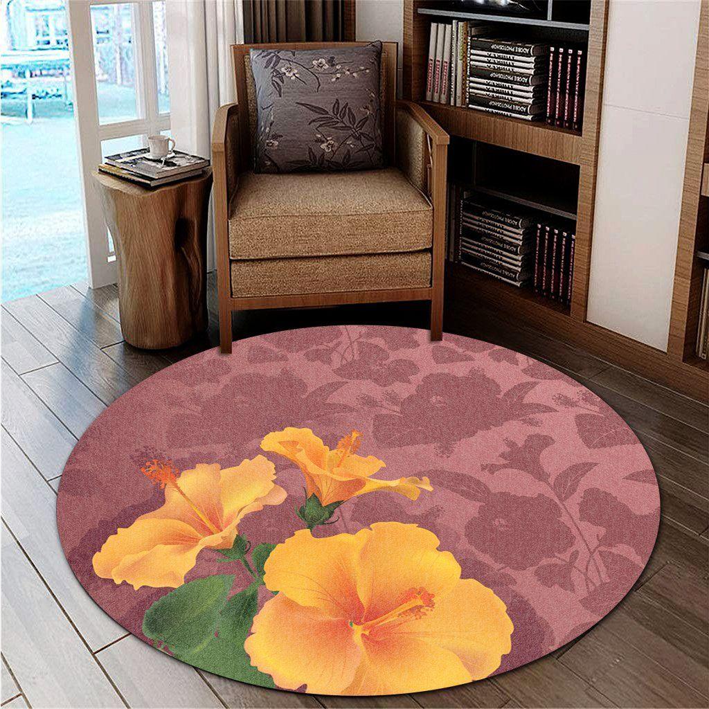 Alfombra redonda Hawail Hibiscus Pastel, alfombra impresa en 3D, alfombra antideslizante para comedor, sala de estar, alfombra suave para dormitorio