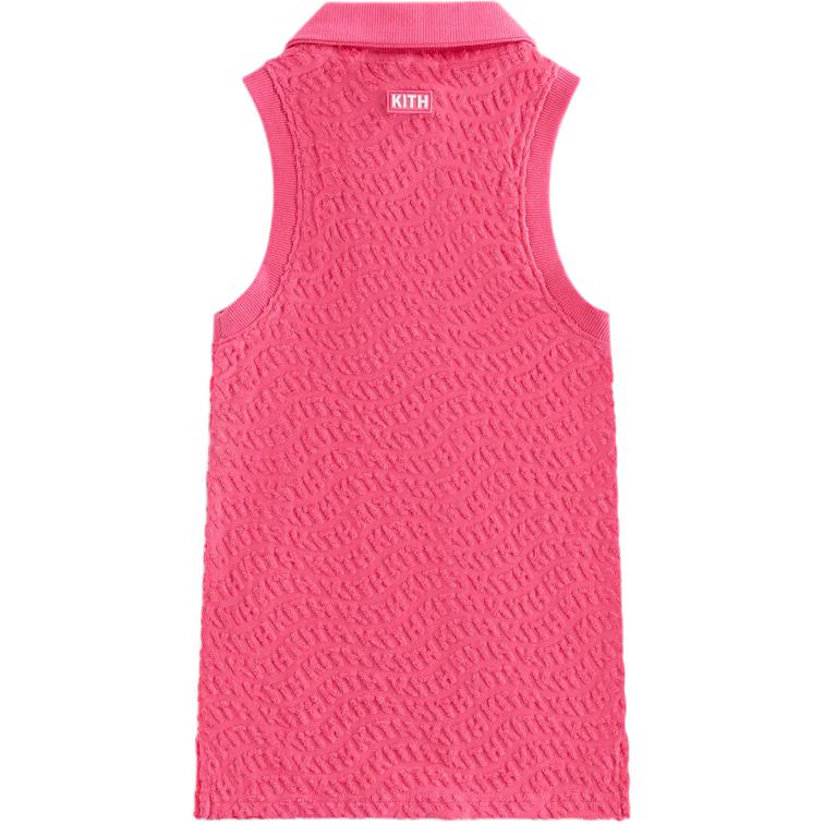 Kith Kids 2024 Summer Collection Wave Letter Solid Color Zipper Casual Sleeveless Dress Kids Dresses Mountain-Pink KHK080034-695