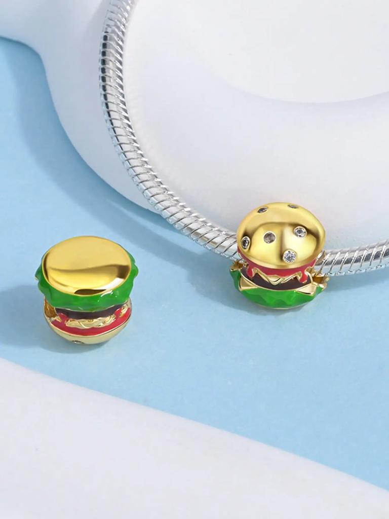 Charms Plata Copper Colors Delicious Food Pizza Roast Chicken Bead Pendant For Original Bracelet For Women Diy Jewelry Love Gift