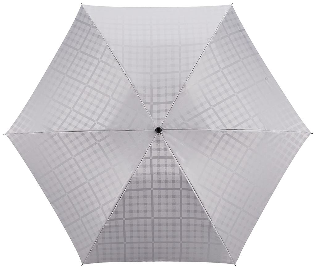 Daks MOONBAT Folding Polyester Dyed Jacquard Check Rib Approximately Product Women's Umbrella, Pattern, Gray, Length 55cm, Number