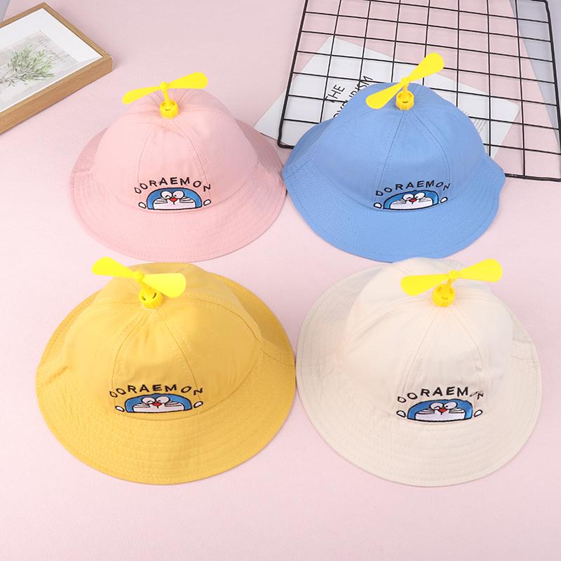 Doraemon Kleiner Propeller Kinder Baby Fischerhut Netzmütze Cartoon Sommer Outdoor Strandhut Sonnenschutzhut Eimerhut