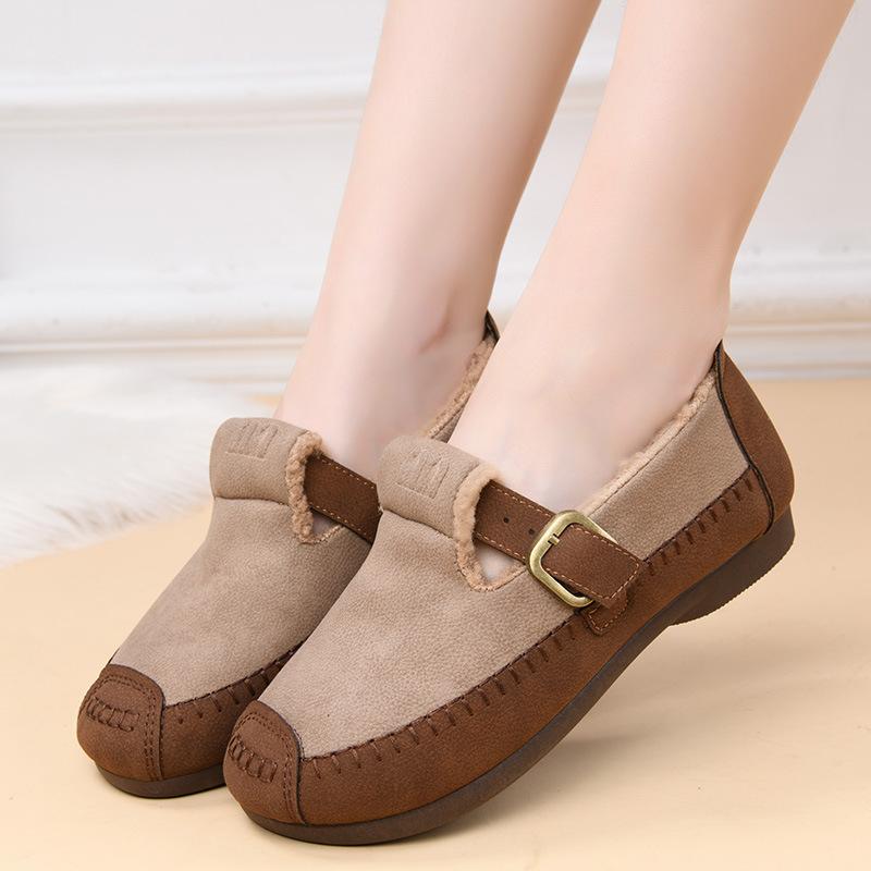 New Fashionable Shoes, Fleece and Thickened Warm Women's Shoes, Flat Anti-slip Cotton Shoes