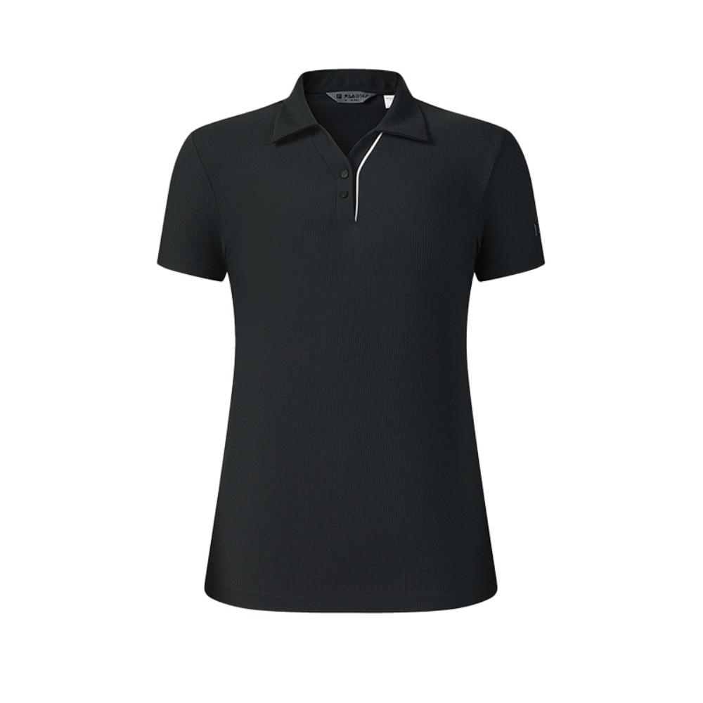 Fila Golf Series Fashionable Simple Slimming Casual Sports Golf Versatile Comfortable Knitted Short Sleeve Polo Shirt Women Tops A11W535114FBK