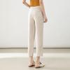 Women's High-Waist Cotton Linen Cigarette Pants - Summer 2025, Petite Eight-Point Casual, Straight Leg