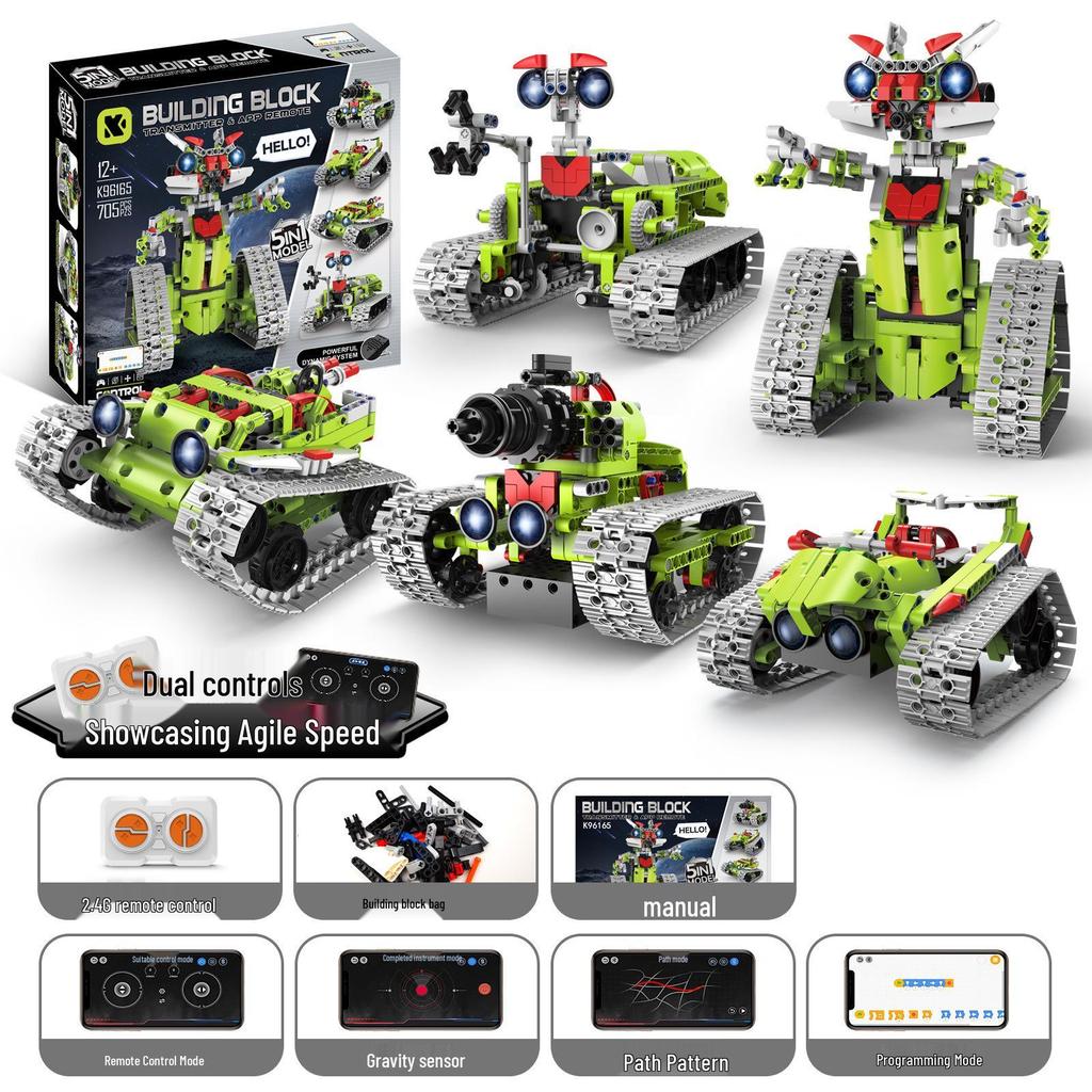 5-in-1 Remote Control Wall-E Robot Building Kit, Compatible with Lego, for Electric Science Education