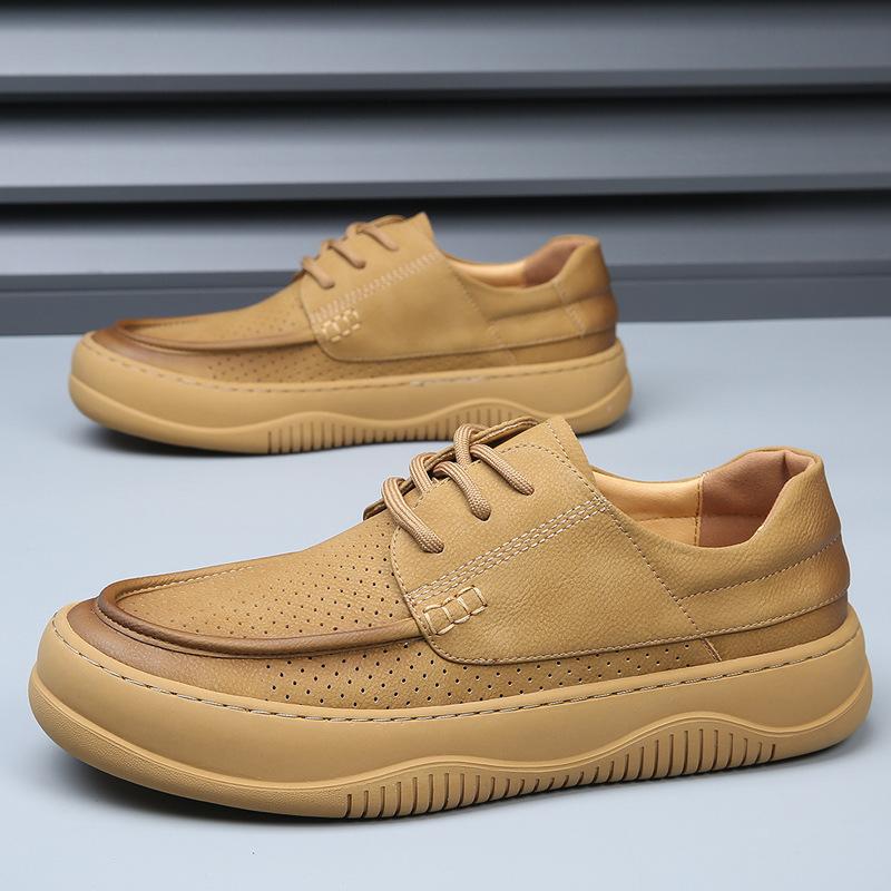 Summer hollow men's shoes leather breathable retro business casual leather shoes men's trend versatile hole shoes