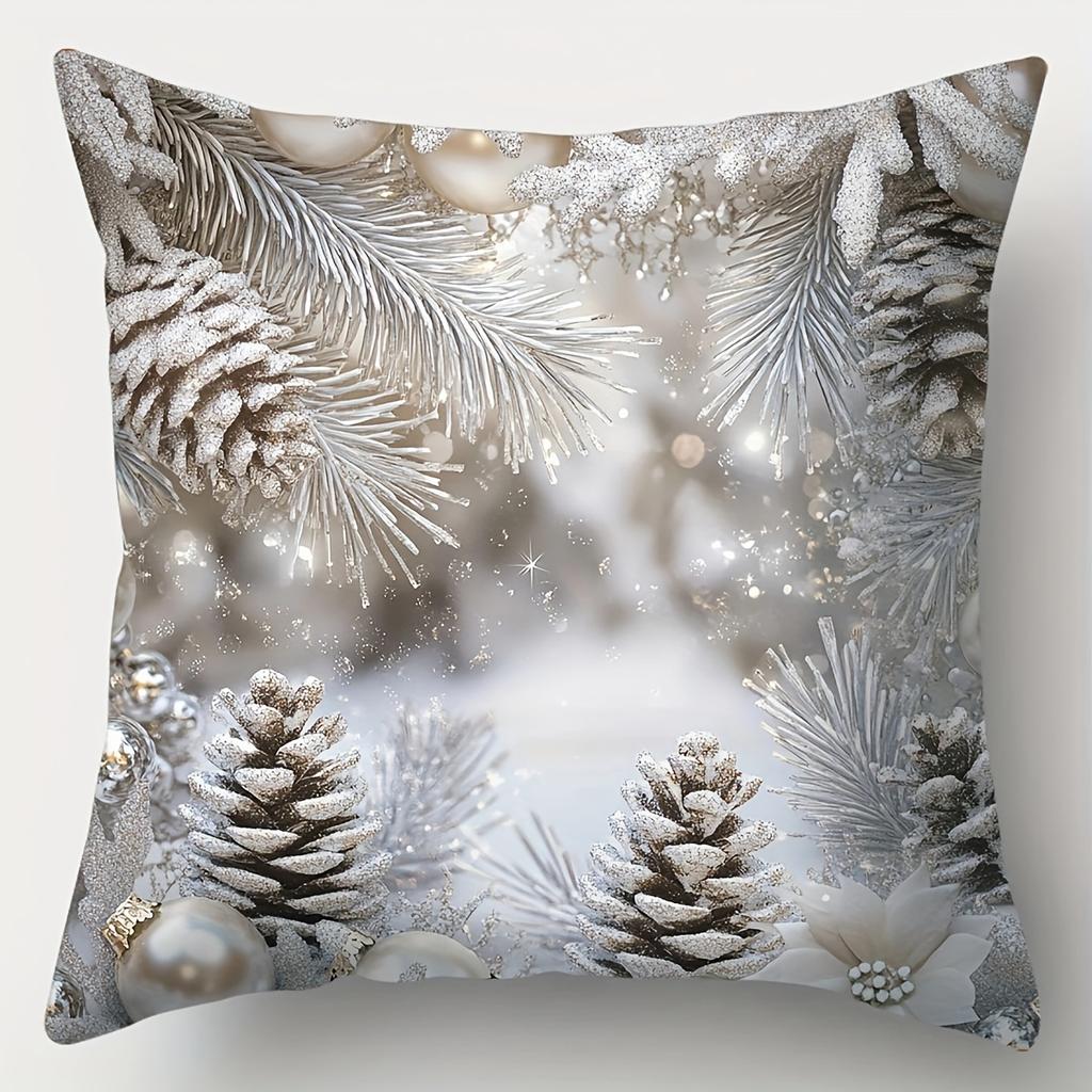 1pc Grey Christmas Cushion Cover Snowman Dwarf Pine Durable Cover 2025 New for Home Ornament Xmas New Year Christmas Decoration