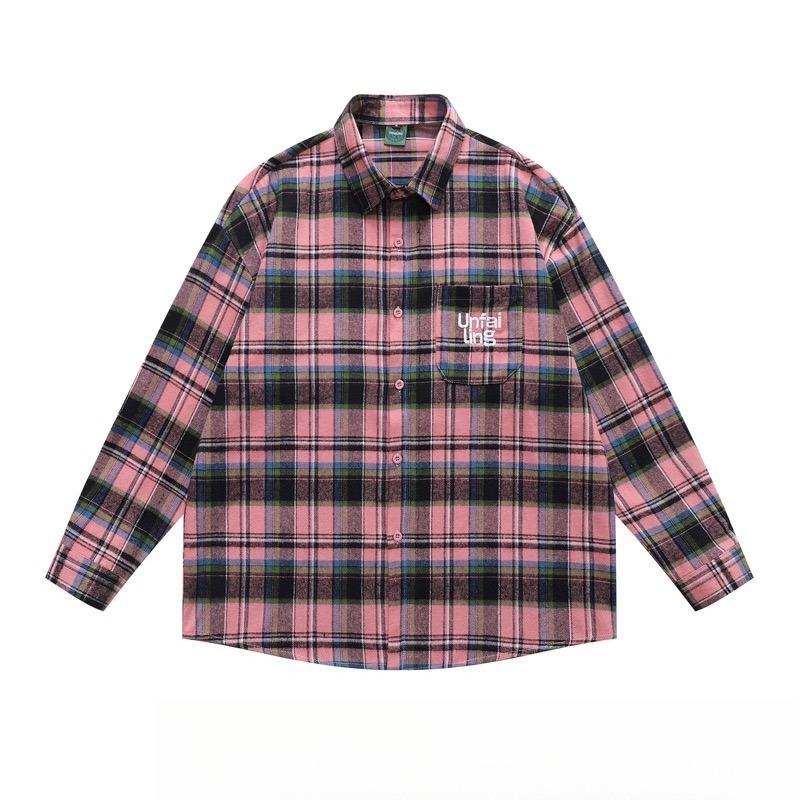 VibeStreet American Retro Plaid Trendy Long-sleeved Shirt Korean Style Fashionable Men Women Vintage Couple Casual Versatile Jacket Chic
