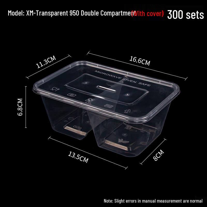 Rectangular Disposable Plastic Lunch Boxes with Lids, Divided