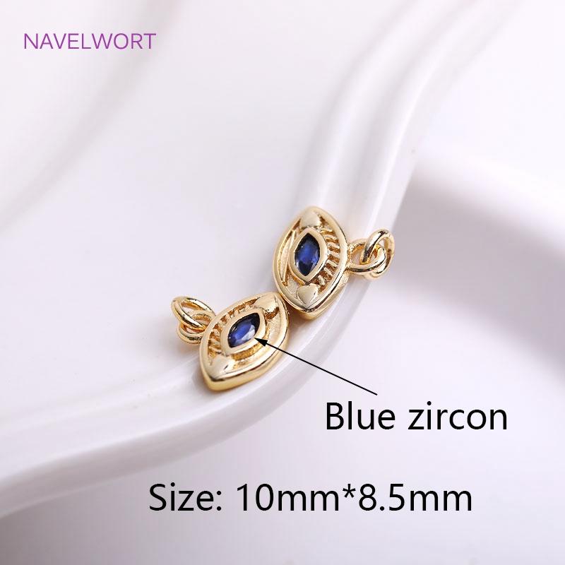 

10mm*8.5mm 14K Gold Plating Brass Metal Evil Eye Pendants Black/Blue Color Evil Eye Charms DIY Jewelry Making Accessories 2 pieces