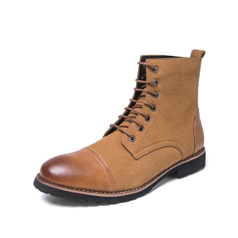 

British retro short boots men s shoes Chelsea boots suede and pile patchwork high-top thick-soled pointed-toe leather shoes 46