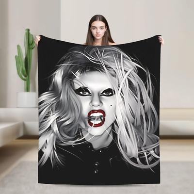 Lady Gaga Legendary Singer Flannel Blankets Super Warm Throw Blanket for Couch Bed Picnic Pattern Bedspread Sofa Bed Cover