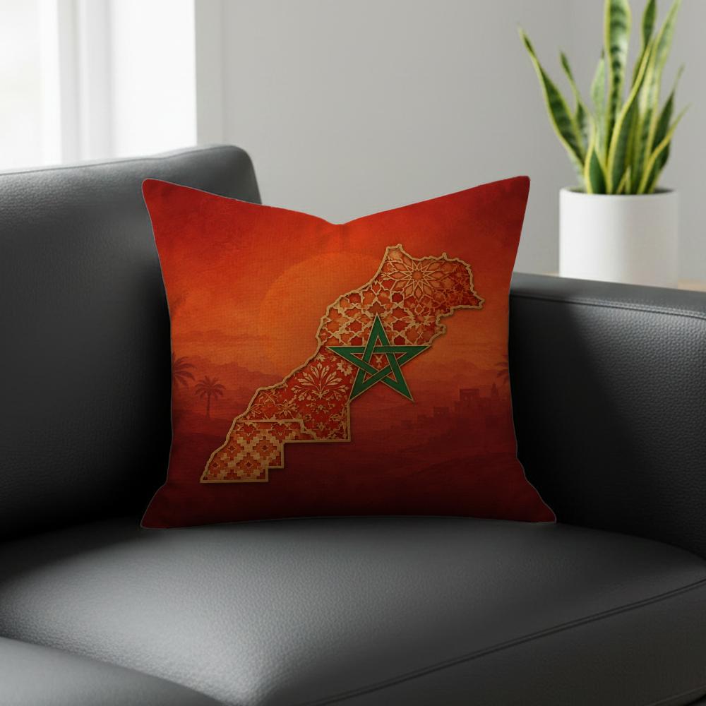 Map Morocco Map Cushion Cover Natural Linen Pillowcase Set AllinOne Decor for Sofa Bedroom Chair