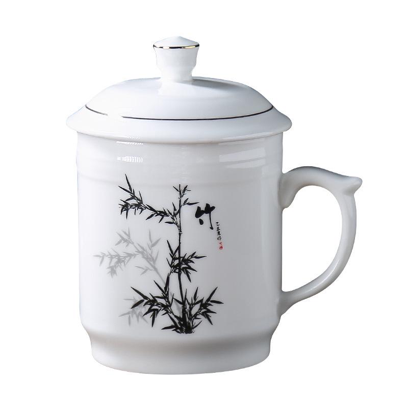 Blue & White Porcelain Tea Infuser Mug: Large-Capacity Bone China Cup with Lid