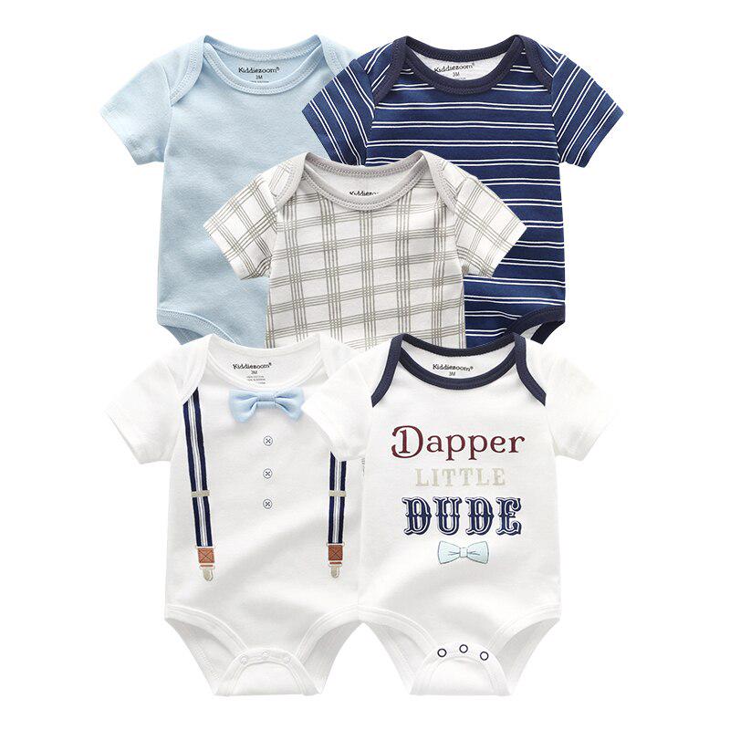 

5 шт./лот, боди для новорожденных, детская одежда с короткими рукавами, детские комбинезоны с круглым вырезом 6M