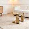 41cm Modern Square Side Table for Living Room with Clear Tempered Glass Desk and Gold Stainless Steel Frame Luxury Mirror Finish for Bedroom Balcony