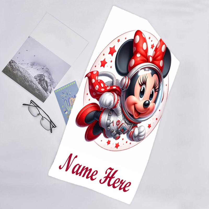 1pc Minnie6 Beach Towel with Custom Name, Beach/Swimming/Bath/Picnic/Camping Towel, Suitable for Seaside Beaches