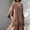 Women Shirts Summer Chinese Style Solid Color Tops Soft Butterfly Sleeve Female Blouses