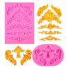 3Pcs Baroque Style Silicone Mold Flexible Non-Stick Flower Lace Mold Fondant Chocolate Decorating Tools for Wedding Birthday
